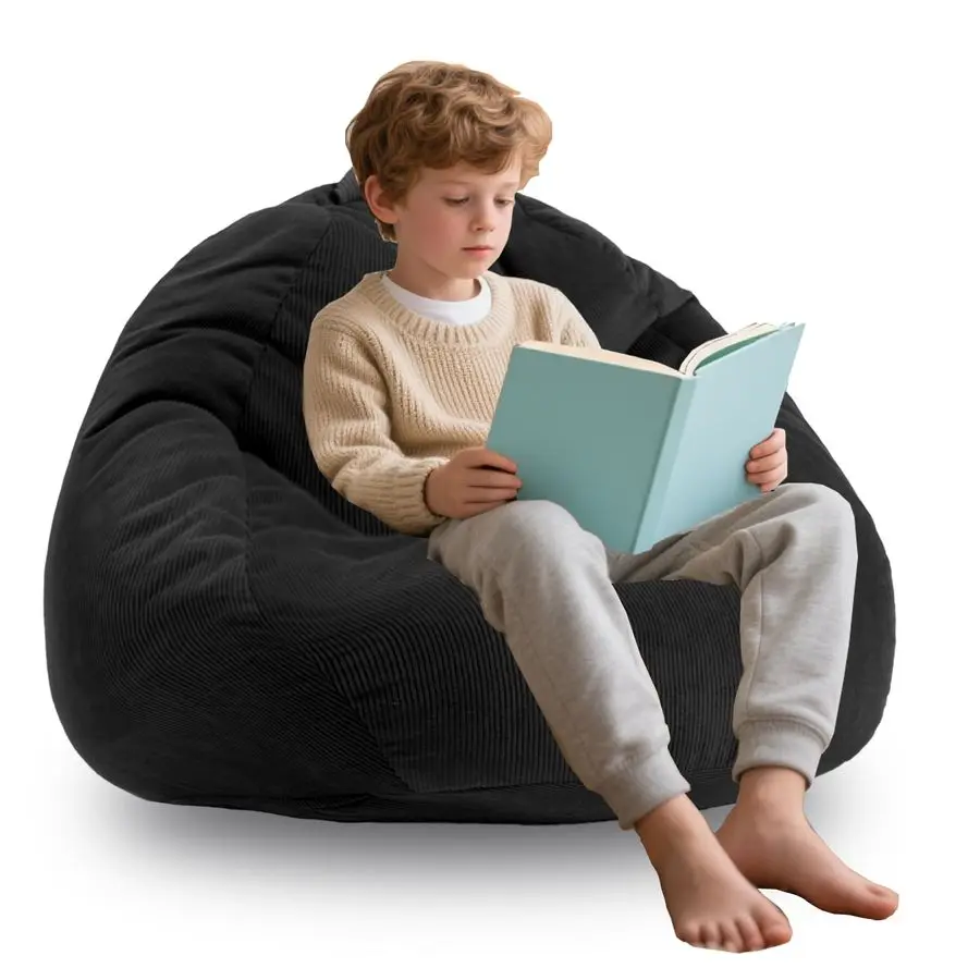 

3FT Memory Foam Bean Bag Chairs for Teens or Kids with Filling Bean Bag Sofa with Handle Super Soft Corduroy Fabric Lazy Sofa 3