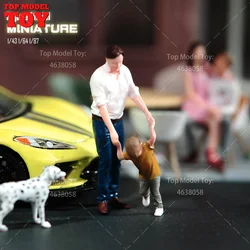 Painted Miniatures 1/64 1/43 1/87 Play with Father and Son Male Boy Scene Figure Dolls Unpainted Model For Cars Vehicles Toy
