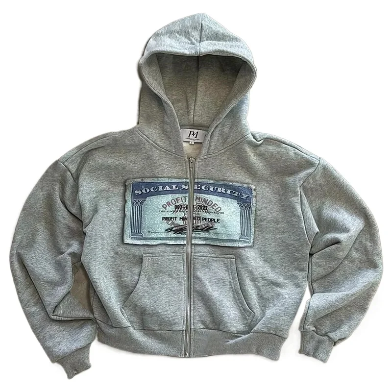 

GELITAYIN American Fashion Joker Pattern Print Loose Zipper Hoodie Women Street Y2K New Hip Hop Punk Rock Sweatshirt Unisex Casu