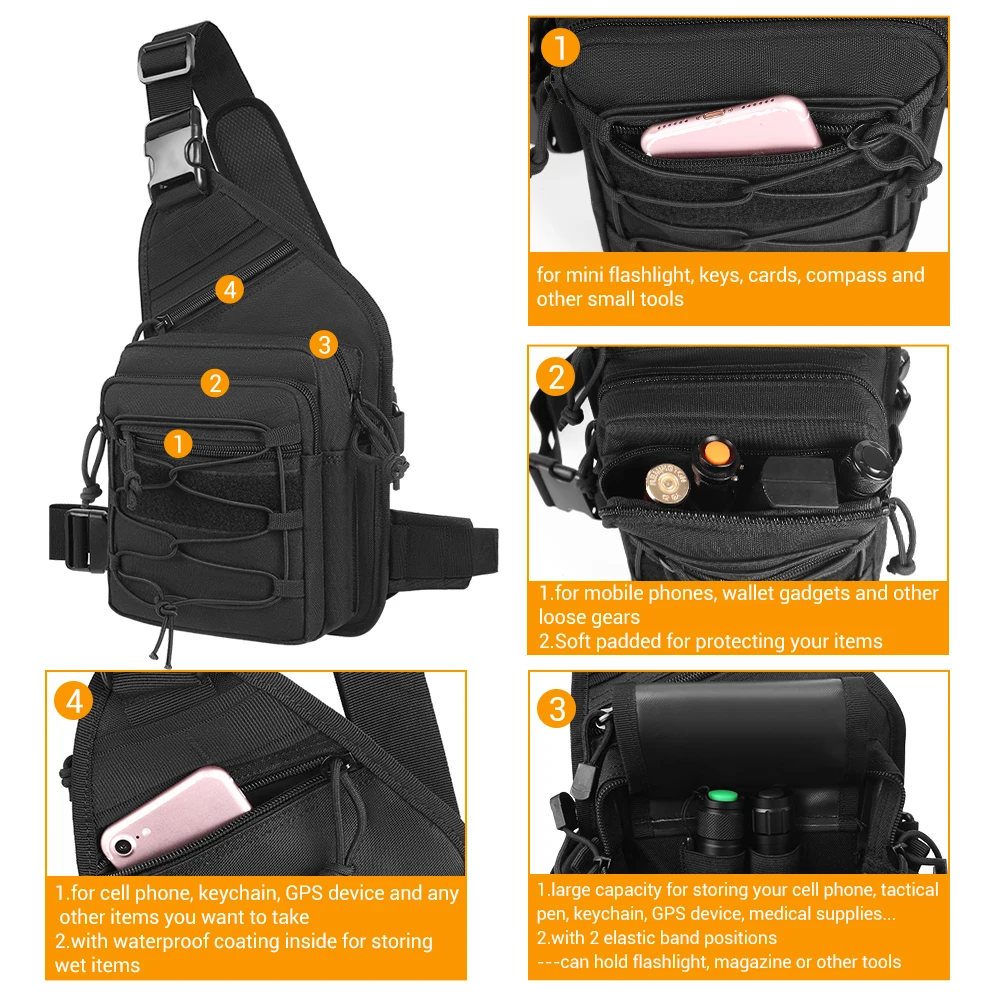 Outdoor Gun Shoulder Bag Concealed Carry Pistol Holster Carrier Pouch Handgun Sling Bag EDC Chest Pack Sports Crossbody Bag