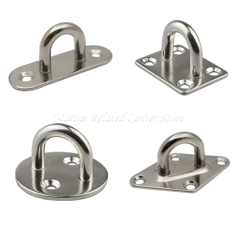 M5 M6 M8 Stainless Steel 304 Pad Eye Plate Hook Fixed Deck Door Buckle Heavy Duty Ceiling Mount Hanger for Yachts Boats