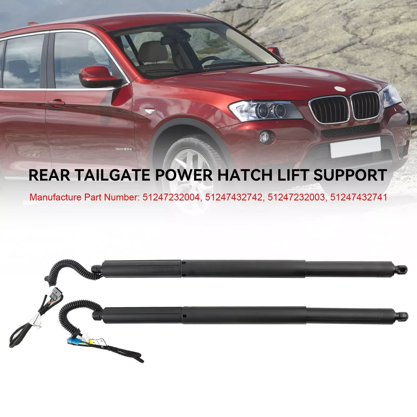 1pcs Brand New Rear Tailgate Power Lift Supports For 2011 2012 2013 2014 2015 BMW F25 X3 51247232003 51247232004