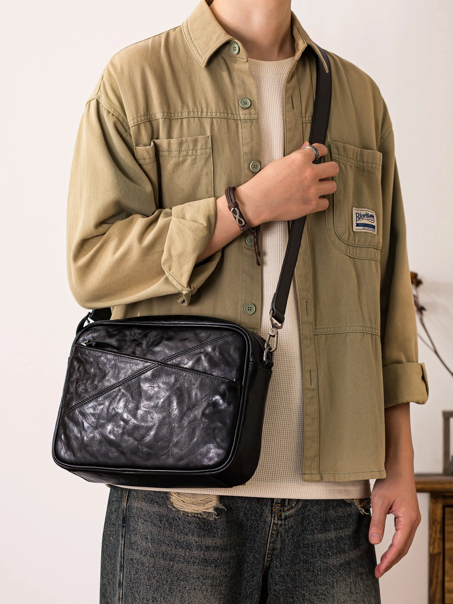 

PNDME organizers designers handmade genuine leather men's shoulder crossbody bag casual luxury real cow leather messenger bag