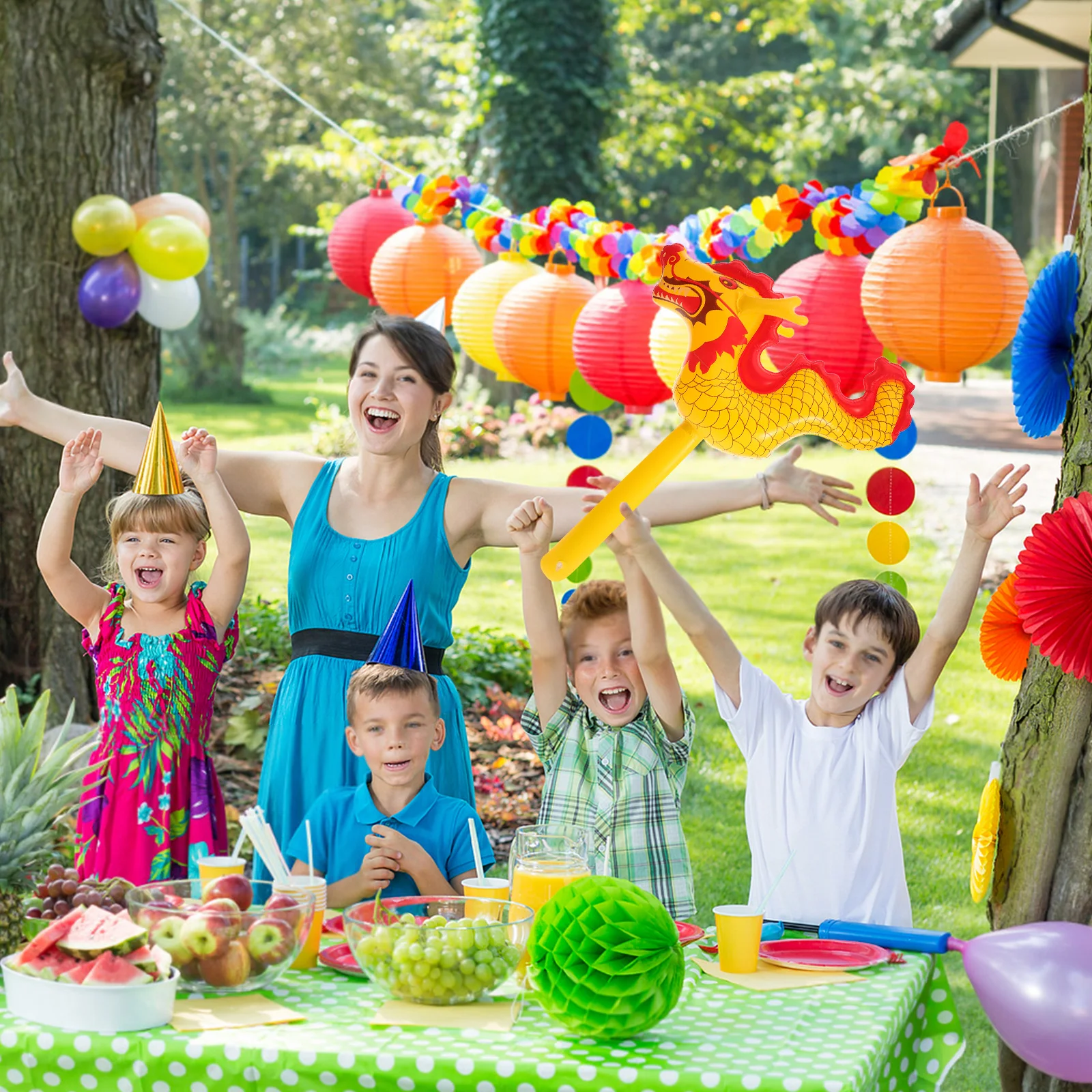 

3pcs Inflatable Dragon Balloon Pvc Sturdy Reusable Party Indoor Outdoor Play Bright Colorful Birthday Festival Decorations