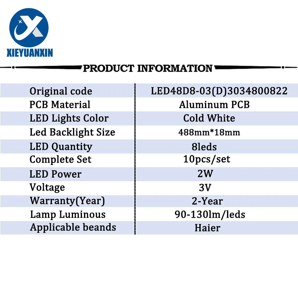 10 قطعة 480 مللي متر 2 واط التلفزيون LED الخلفية ل هاير 48 بوصة LED48D8-03(D)3034800822 LS48H310G LE48G520N LE48AL88C88 LE48A30G LED48D8800