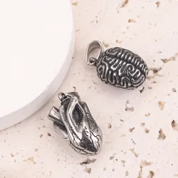 316L Stainless Steel 3D Brain Heart Charms Organ Making Pendants for DIY Jewelry Findings Bracelet Waterproof Necklace Designer