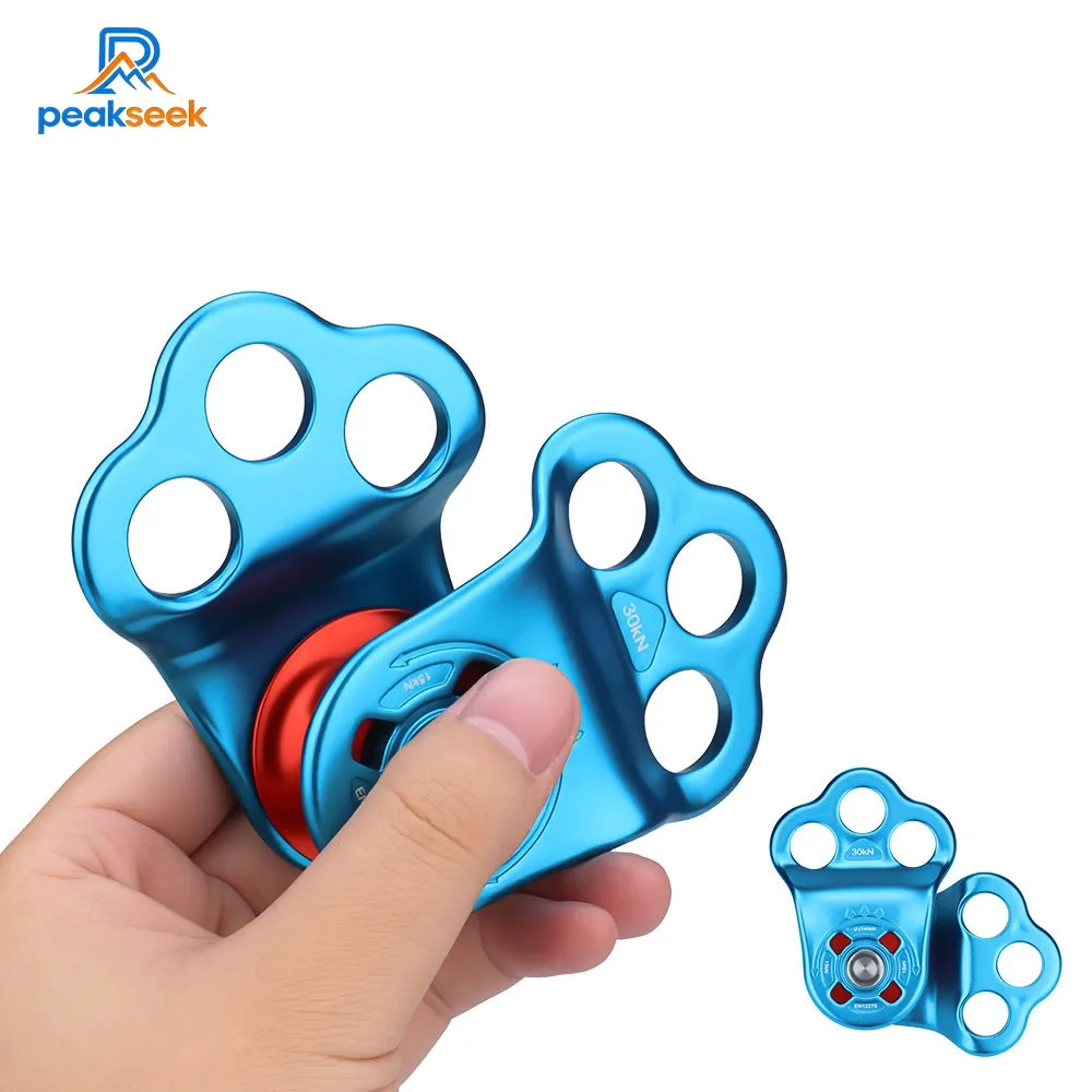 Peakseek 30KN 7075 Aluminum Alloy Single Pulley Built-in Ball Bearing 3-Hole Outdoor Rock Climbing Pulley view 6