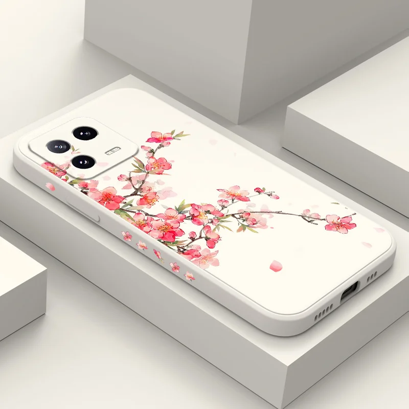 

A Peach Blossom Phone Case For Xiaomi Mi 15 14 14T 13 13T 12 12X 12T 12S 11 11T 10 10T 9 9T Pro Lite Liquid Silicone Cover