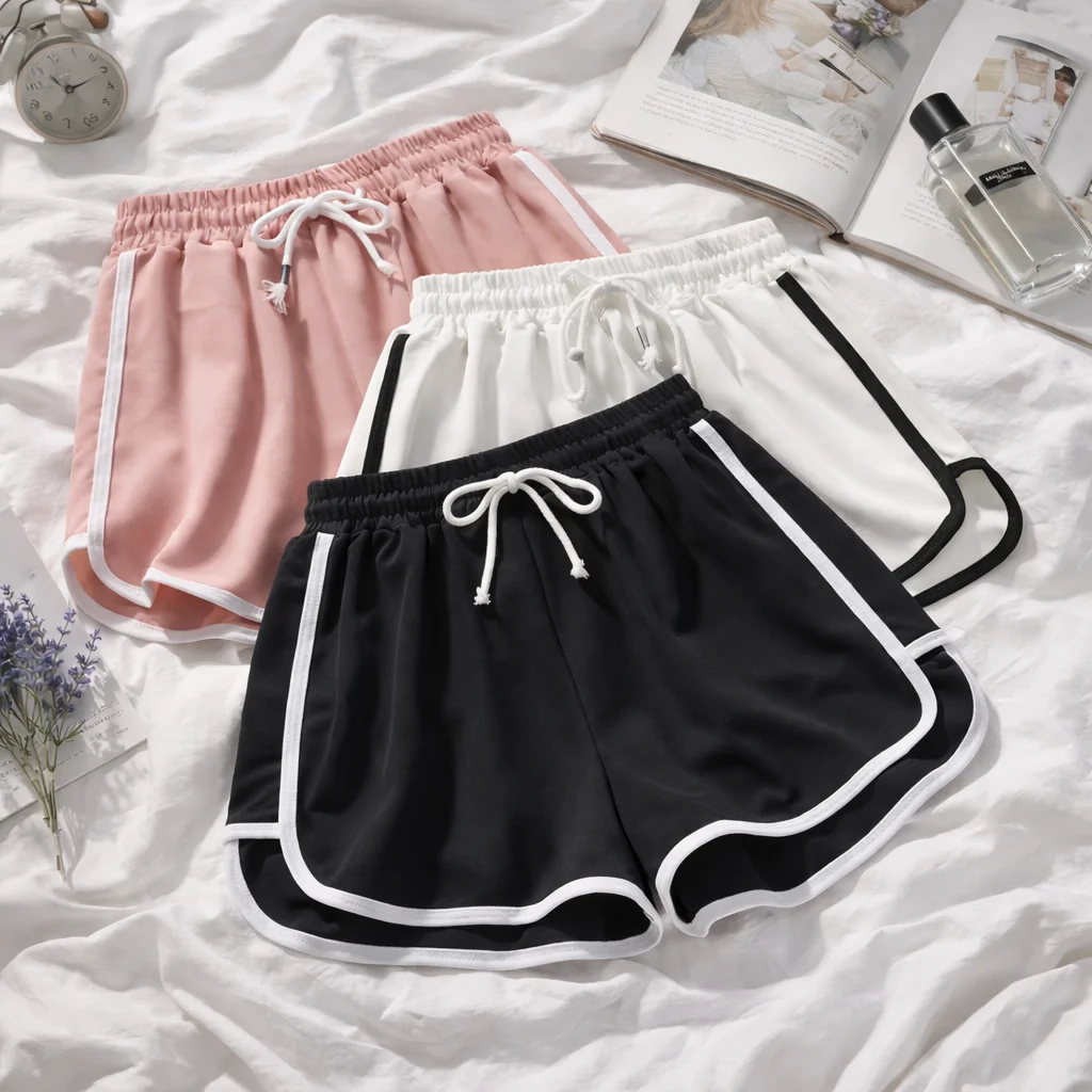 

Женские спортивные шорты для лета, беговые шорты с эластичным поясом и контрастной отделкой, повседневные шорты для тренировок