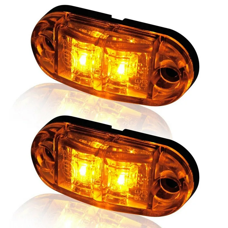 10PCS Strobe LED Hazard Flashing Warning Light 2LED Emergency Lights 12v/24v Trailer LED Truck Signal Lamp Side Marker Light