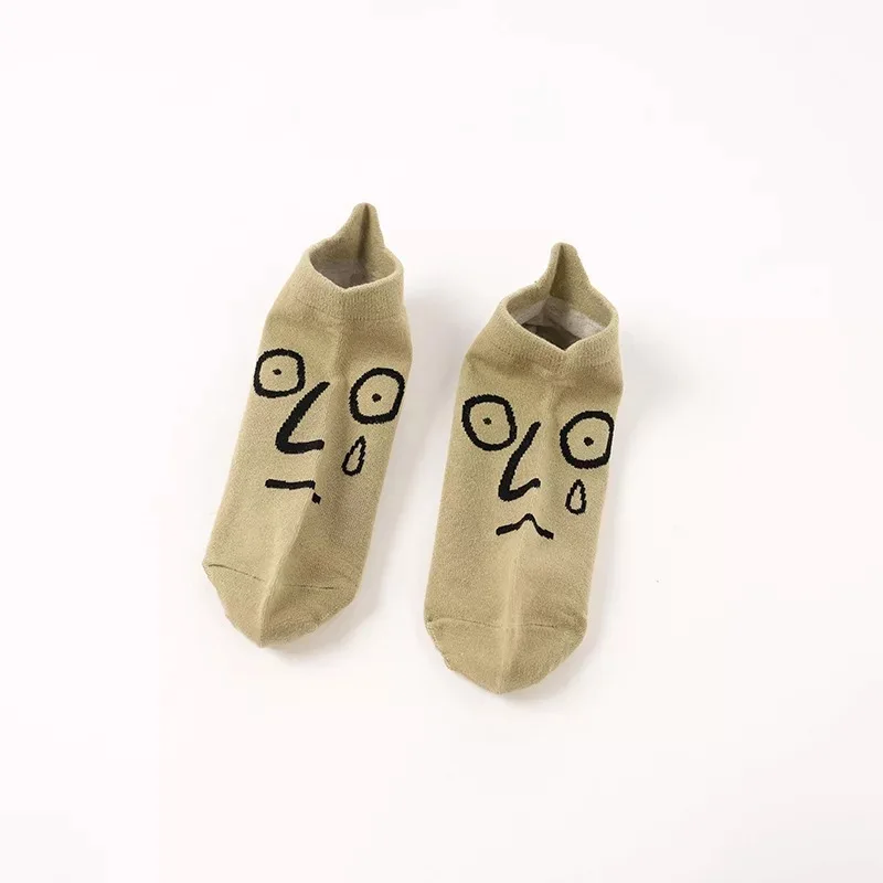 10 pairs lot pack Women men couples socks cute funny expression face cartoon Pattern Art Kawaii korean style cotton boat socks