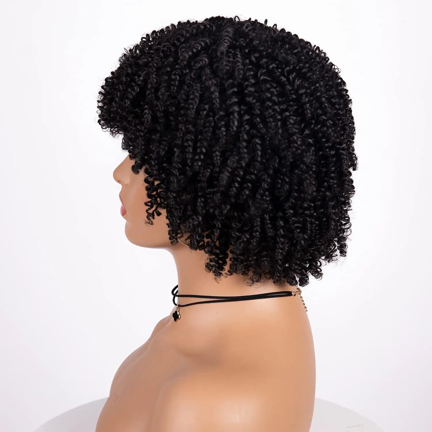Afro Wig Short Curly Wigs Synthetic Hair Wigs for Black Women, Short Curly Afro Wigs with Bangs Natural Curly Cosplay Party image 3