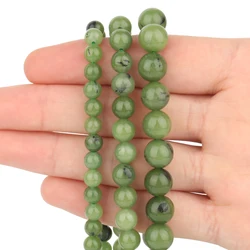 Nature Green Stone Beads 6/8/10mm Crystal Round Smooth Jades Loose Chalcedony Charm Women Jewelry DIY Bracelet Necklace Earrings