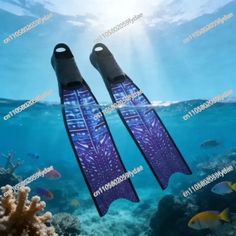 Free Diving Flippers Fiberglass Long Pair of Frog Shoes for Men and Women Professional Coated Long Flippers L