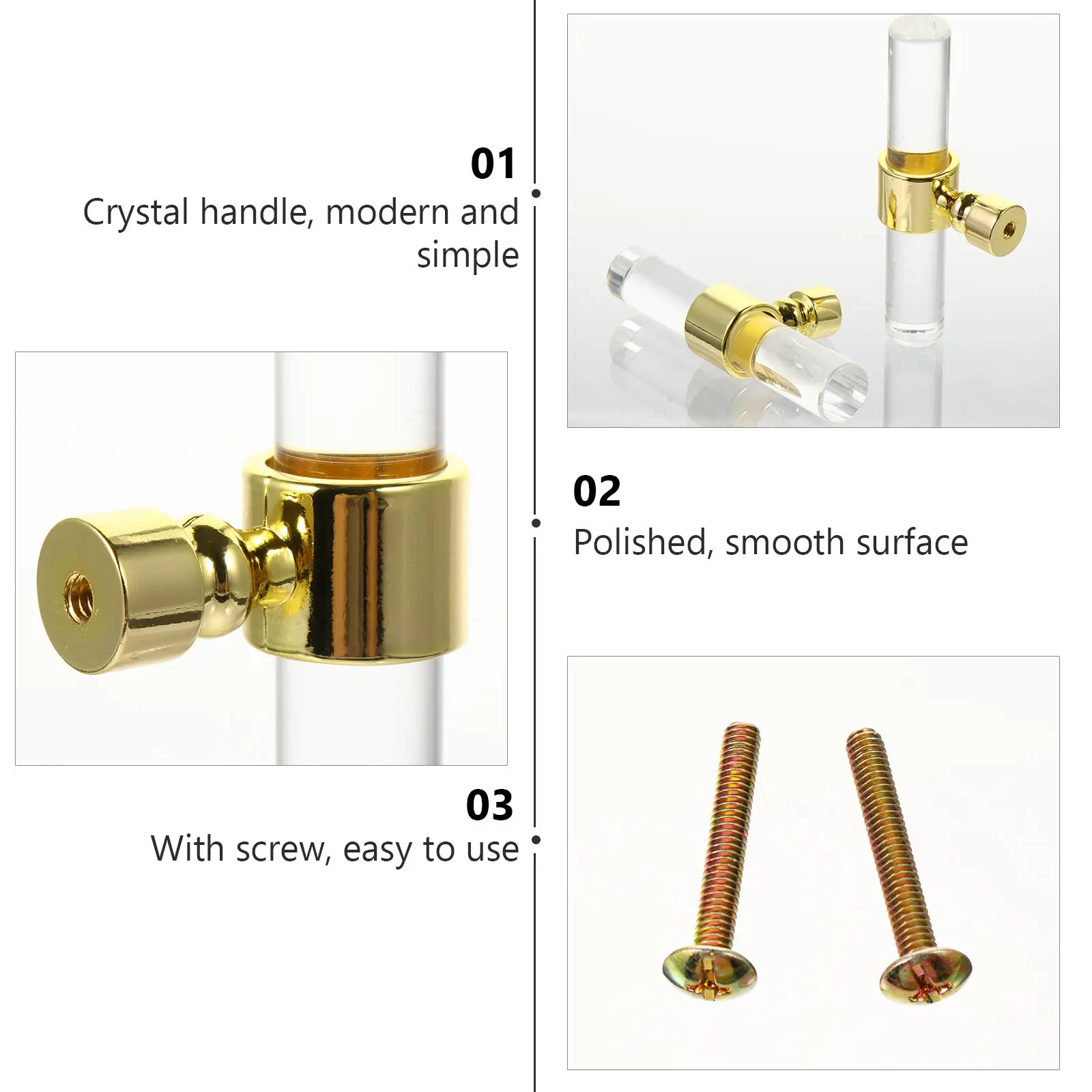 

2Pcs Clear Cabinet Knobs Acrylic Drawer Handles Stylish Round Design Easy Install Knobs for Furniture Kitchen Cabinet Decor