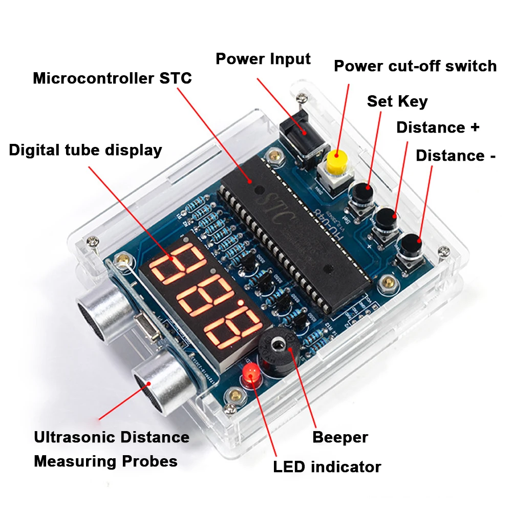 Distance Measuring  Distance Measuring Instrument Based 51 Microcontroller Designed Reversing Alarm DIY Electronic Soldering Kit