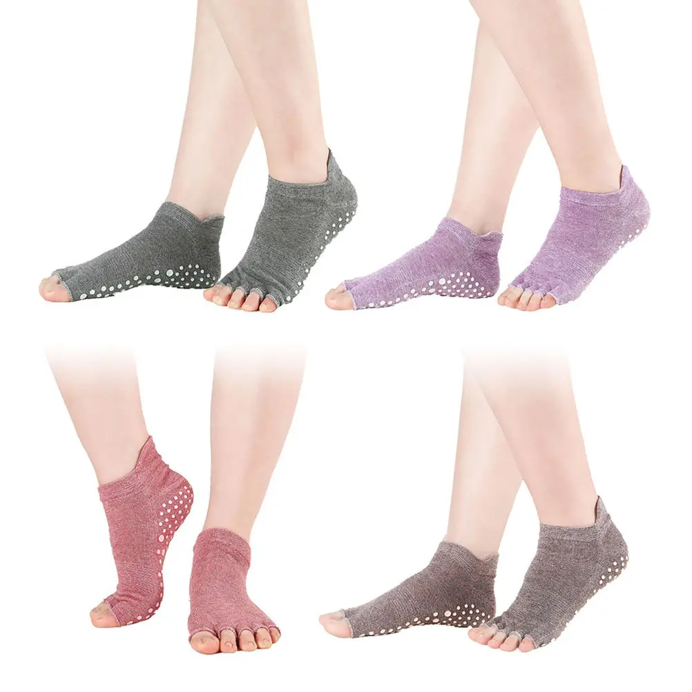 Socks Toeless Non Skid Crew Length Women Toeless Yoga Socks Pilates Barre Anti Slip Moisture Wicking Adult Fits Most