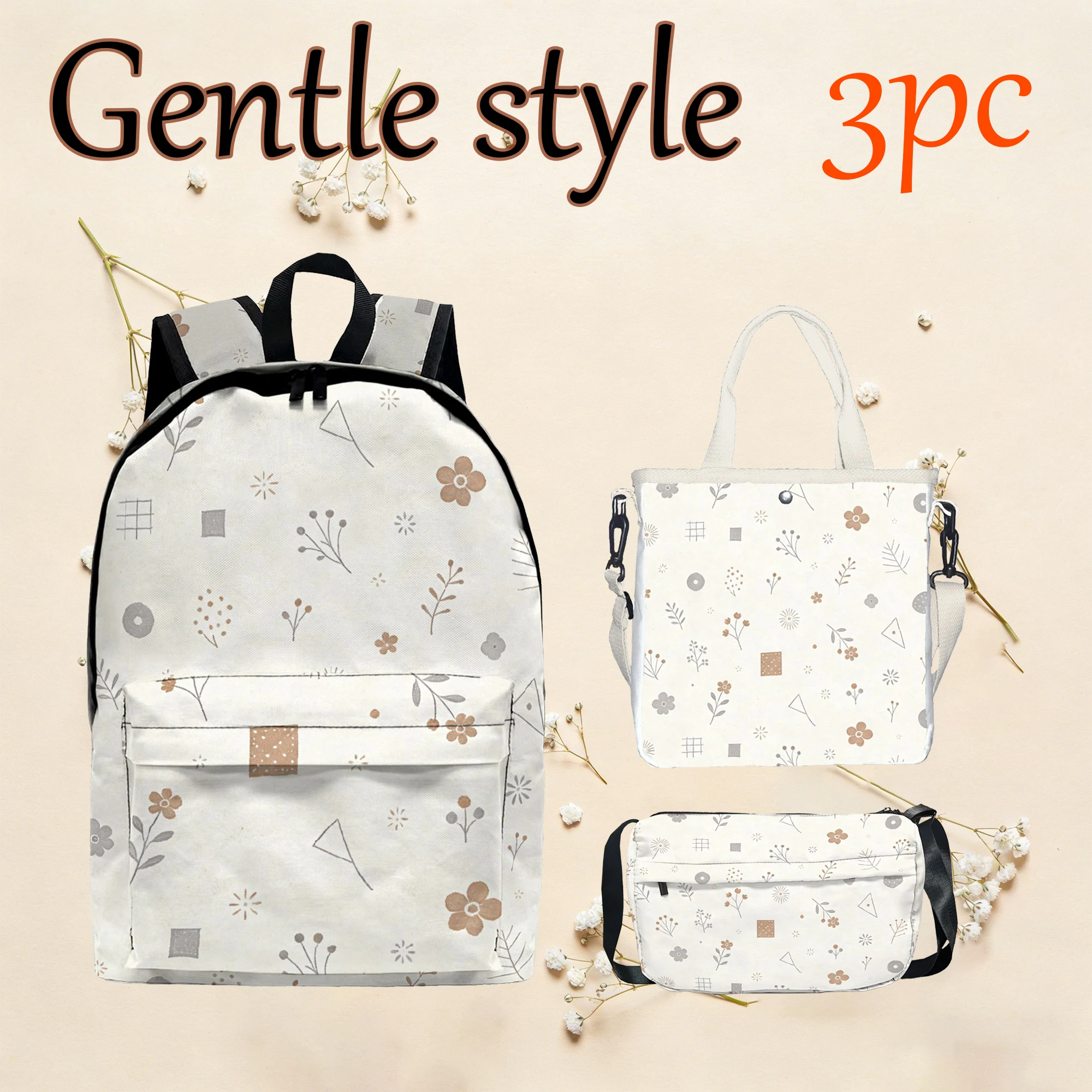 3pc,Gentle style, designer, elegant, floral print, casual, large capacity, high quality,Backpack, shoulder bag, handbag,gift
