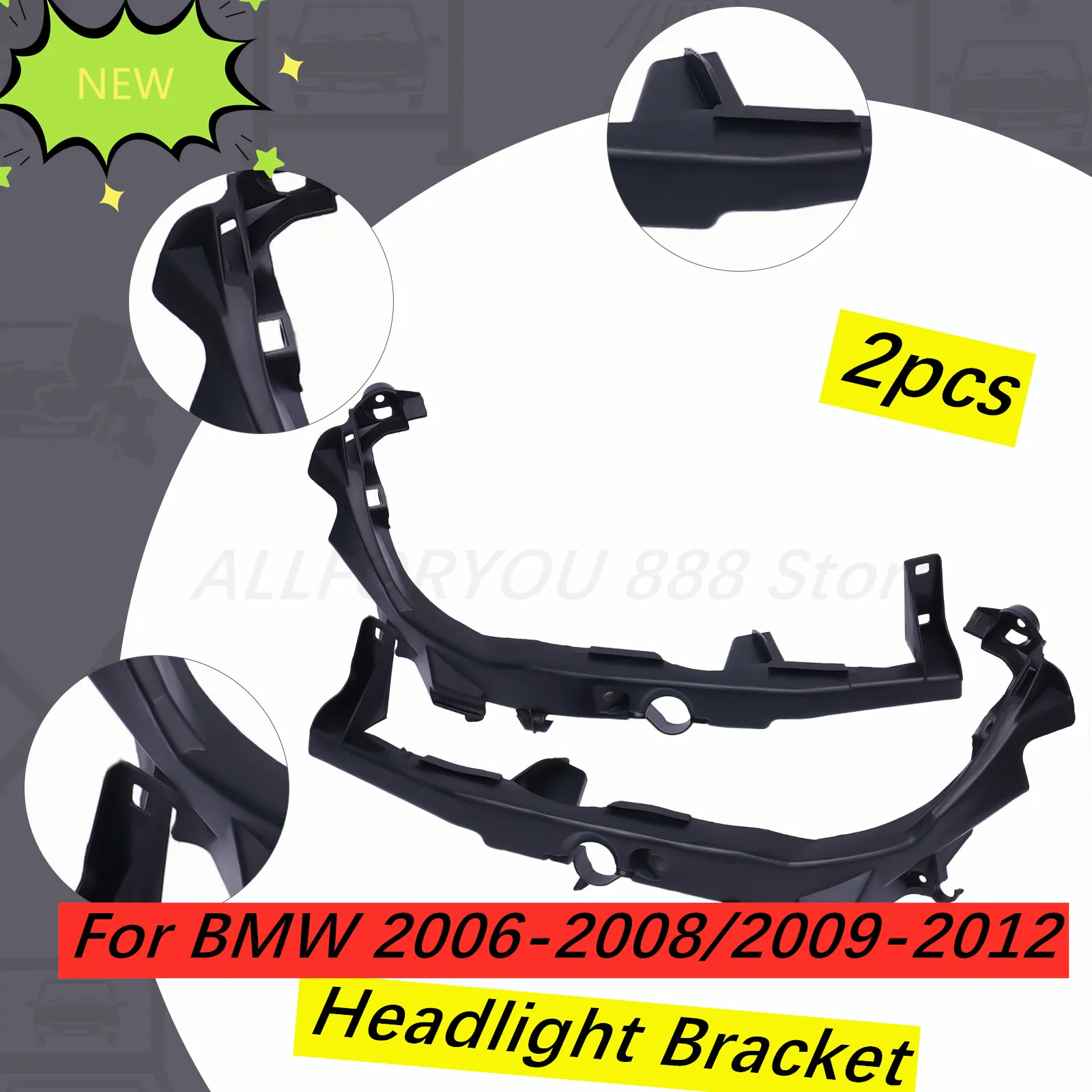 

For BMW 328i 2006-2008 /2009-2012 2pcs Headlight Bracket Driver and Passenger Side