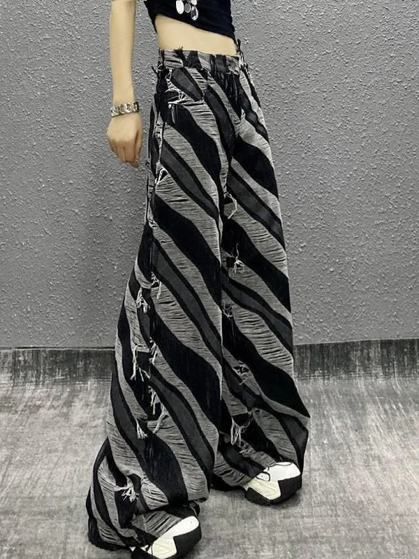 

Крутые широкие брюки длиной до пола с потертостями, женские утягивающие джинсы, джинсовые брюки с высокой талией, весна-осень Bla