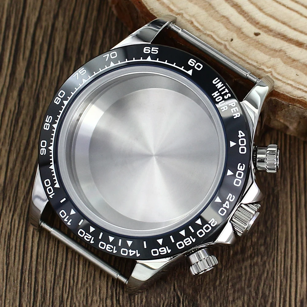 39mm VK63 Watch Case Silver Rose Gold Watch Accessories Sapphire Crystal waterproof For Seiko VK63 Quartz Movement For Daytona view 2