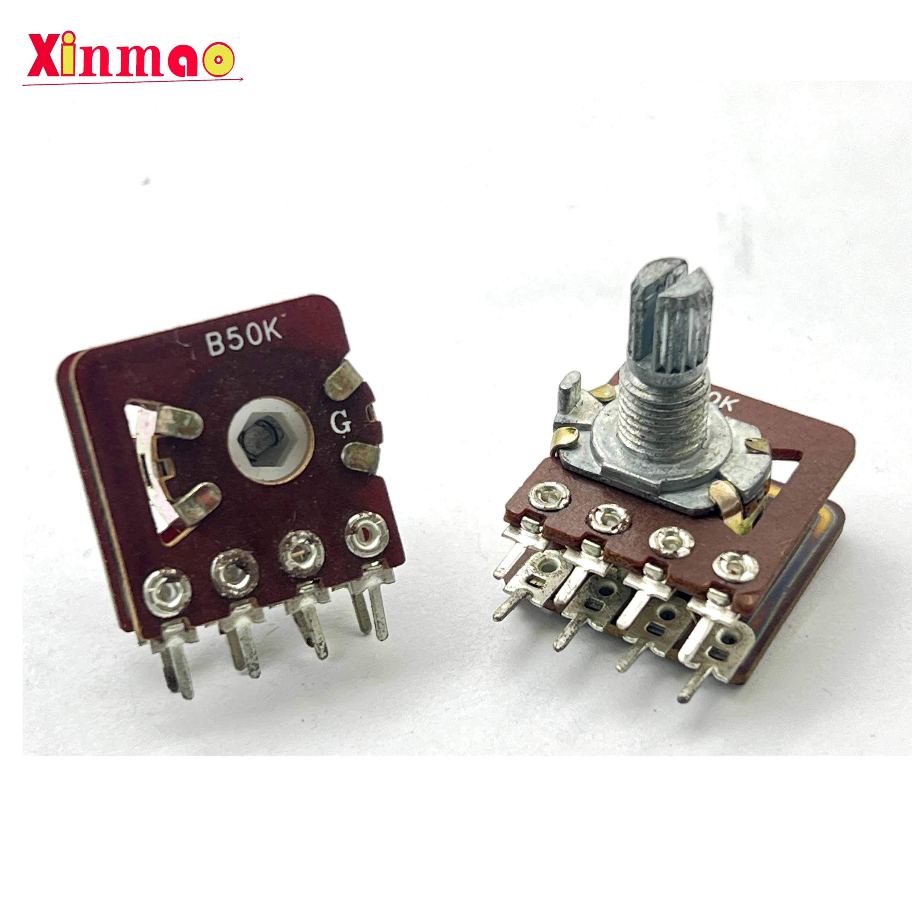 

Потенциометр из углеродной пленки типа 148 с двойной ручкой B50K, длина 15 мм и 8 контактов.