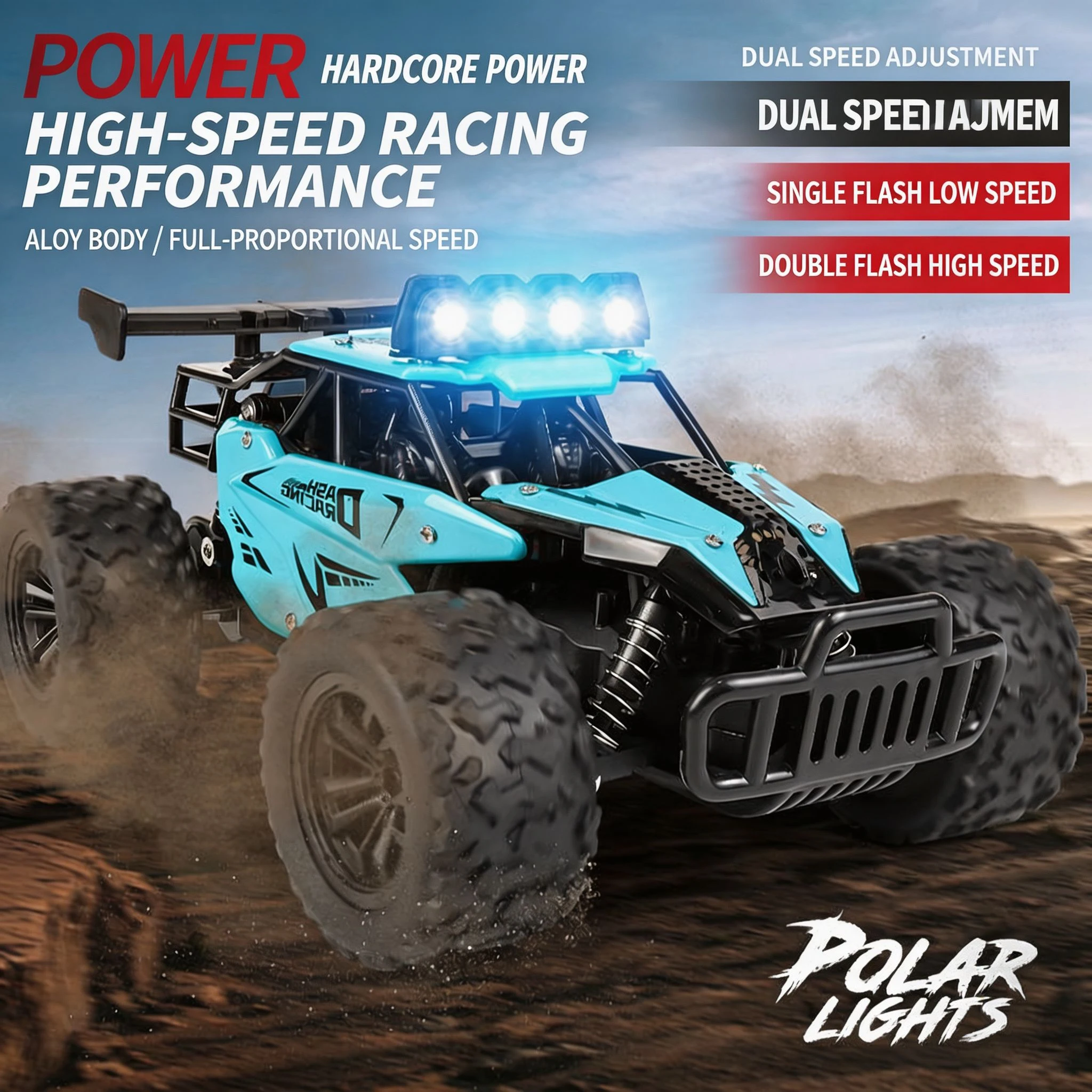 1/16 4WD RC Monster Truck, High-Speed Off-Road Crawler with Alloy Shell, Toy Gift for Boys Kids ﻿