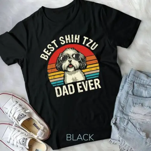 Mens Best Shih Tzu Dad Ever Father's Day Vintage Shih Tzu Dog Unisex T-shirt