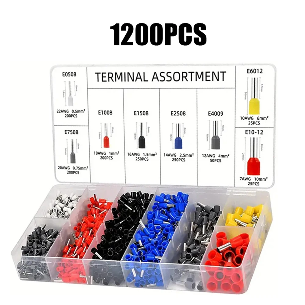 Crimping Pliers Ferrule Sleeves Tubular Terminal Tools HSC8 16-6 Wire Crimper Household Electrical Sets 1200pcs Terminal