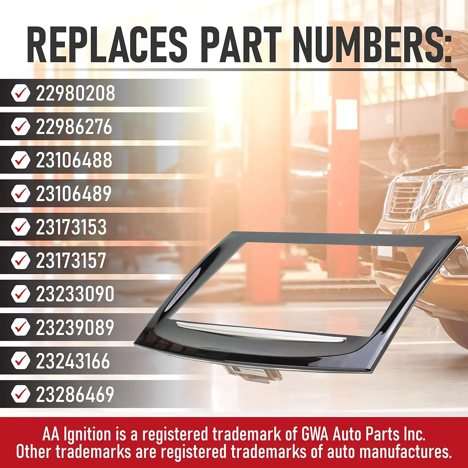 شاشة بديلة تعمل باللمس CUE لكاديلاك ATS، CTS، ELR، Escalade - متوافقة مع 22980208، 22986276