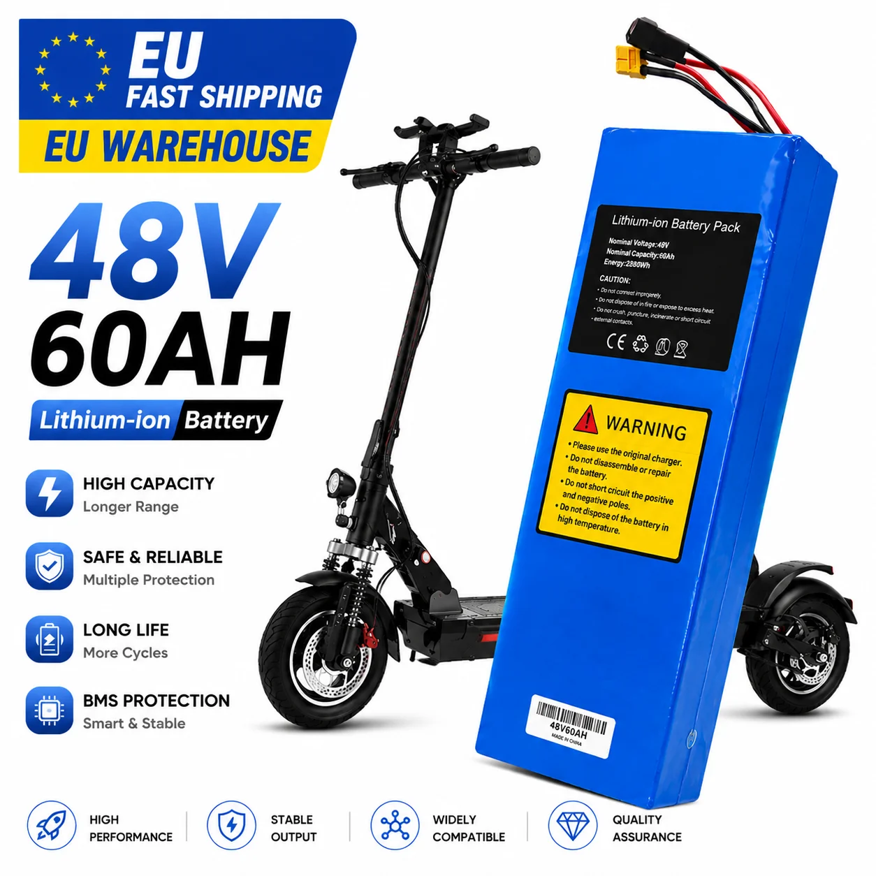 Image of 48V 60Ah 2000W 13S4P 18650 Li-Ionen-Akku-Pack mit großer Reichweite und hoher Leistung, mit BMS-Schutz, kompatibel mit den faltbaren Elektrorollern M4, M4 Pro, M5, M5 Pro Style.