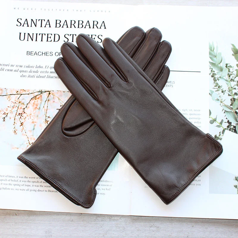 Summer Driving Thin Sheepskin Leather Gloves Women\'s Touch Screen Single Unlined Straight Style Motorcycle Riding Gloves