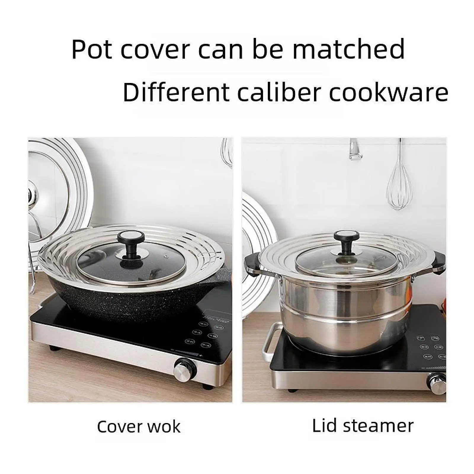 

Stainless Steel Pot Lid Steam Pot Lid Convenient Replacement Fry Pan Cover Frying Pot Cover for Home Cooking Kitchen Household