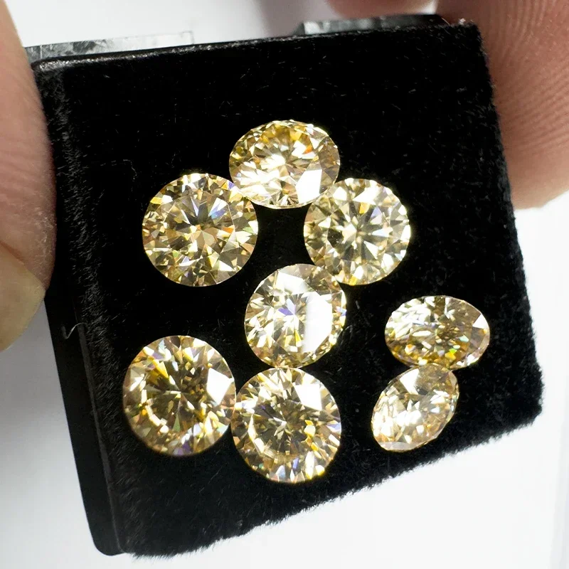 

Moissanite Stone Round Cut Yellow Natural Color Gemstone Synthetic Lab Created Gemstone Comes with GRA Certificate