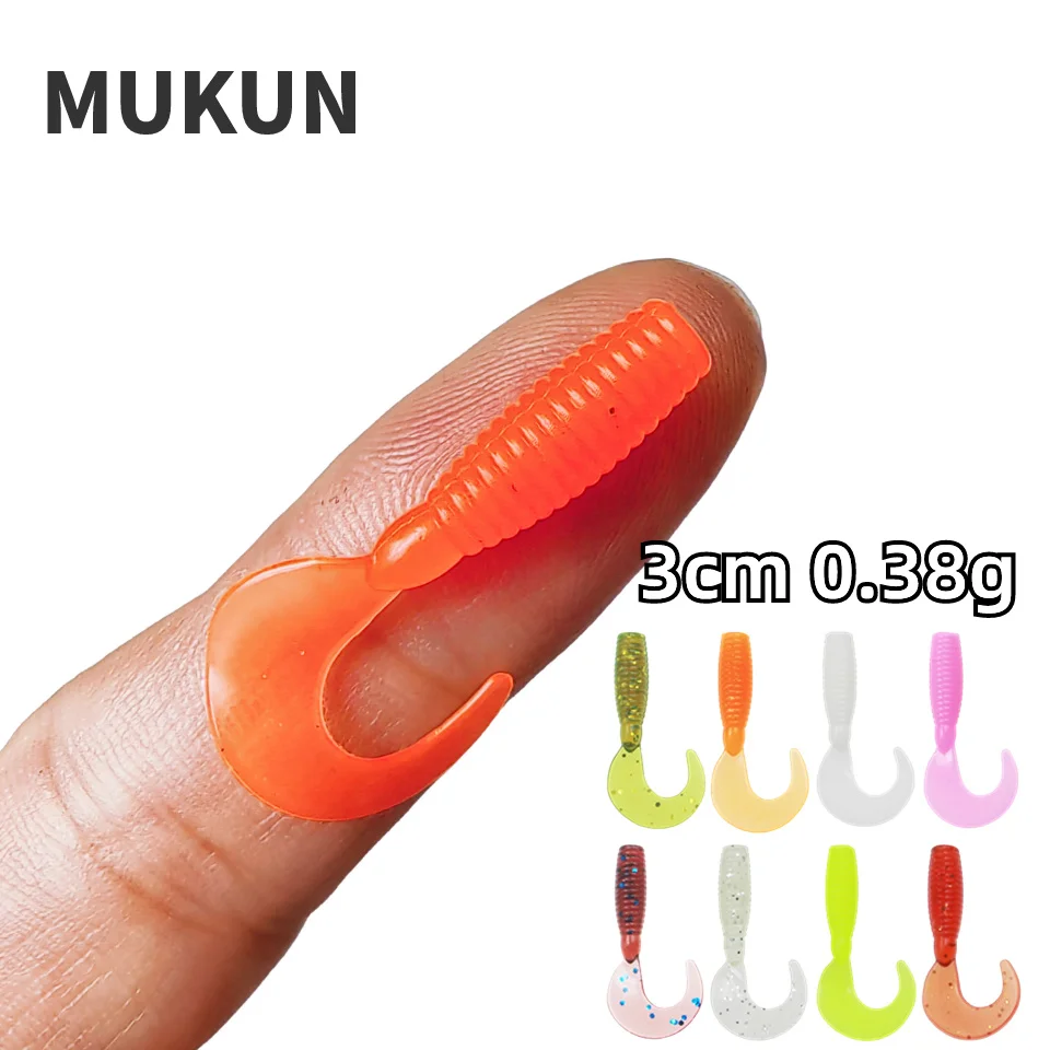 MUKUN  20PCS Mini Ajing Soft Fishing Lure 0.38g/30mm Artificial Swimbait Jig Wobbler Bass Bait Fishing Tackle Soft Bait