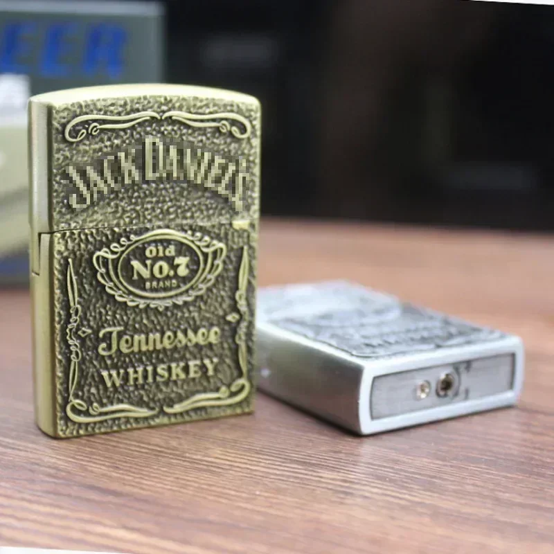 Retro Jack Bronze Metal Gas Lighter,Inflatable Butane Flint Wheels Cigarette Lighter,Fire Smoker Best Gift Men Gadget,men\'s Gift