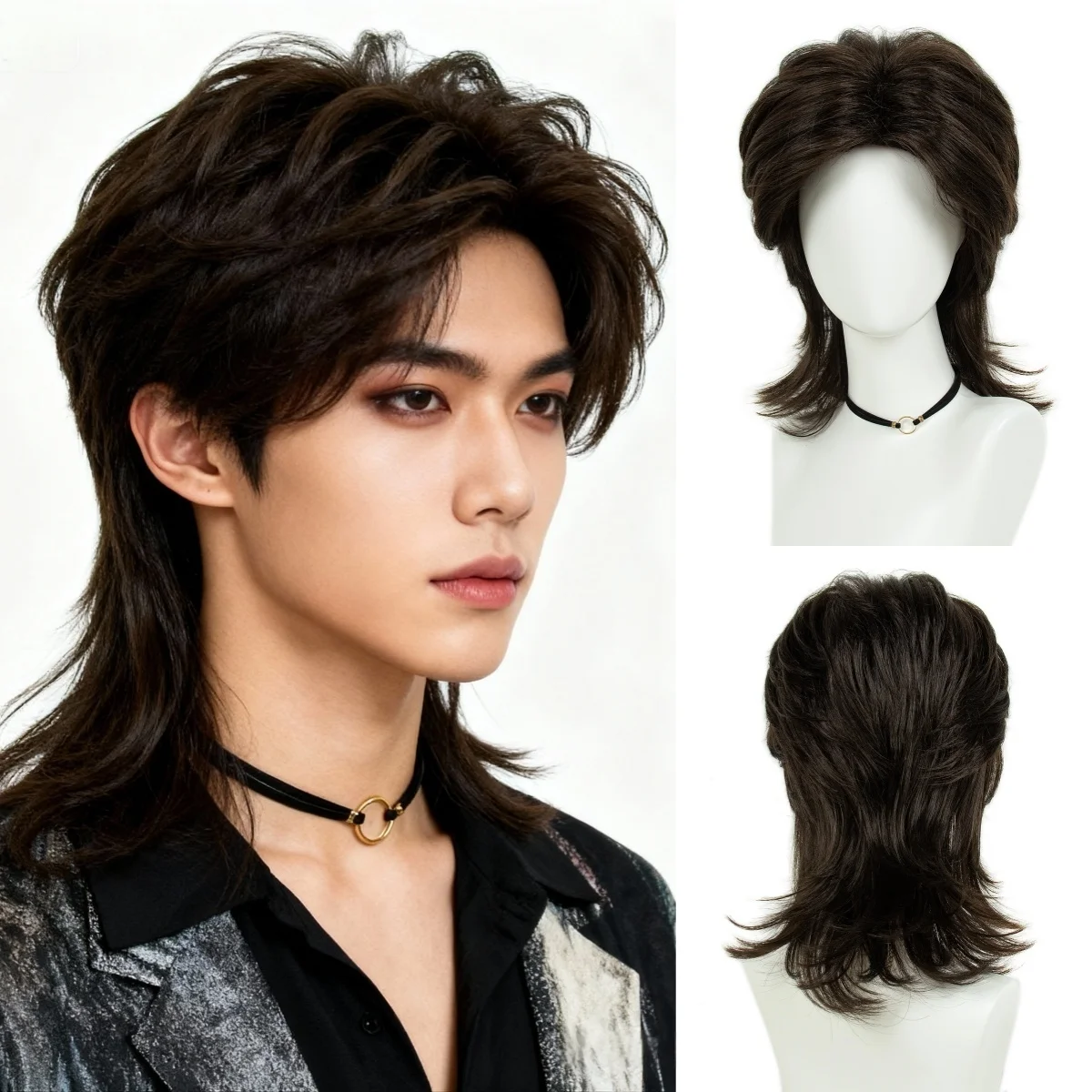 Grey Wolf Cut Layered Synthetic Hair Wig