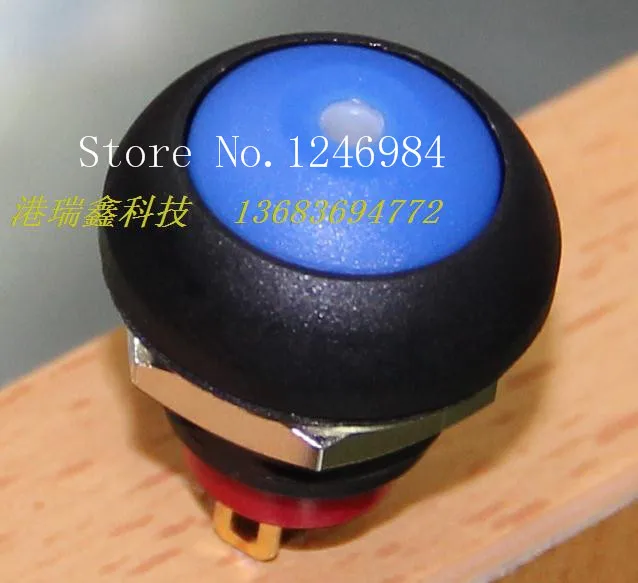 [SA]M12 waterproof switch reset button Taiwan Deli Wei PAS6 illuminated blue circular no lock button switch--20pcs/lot