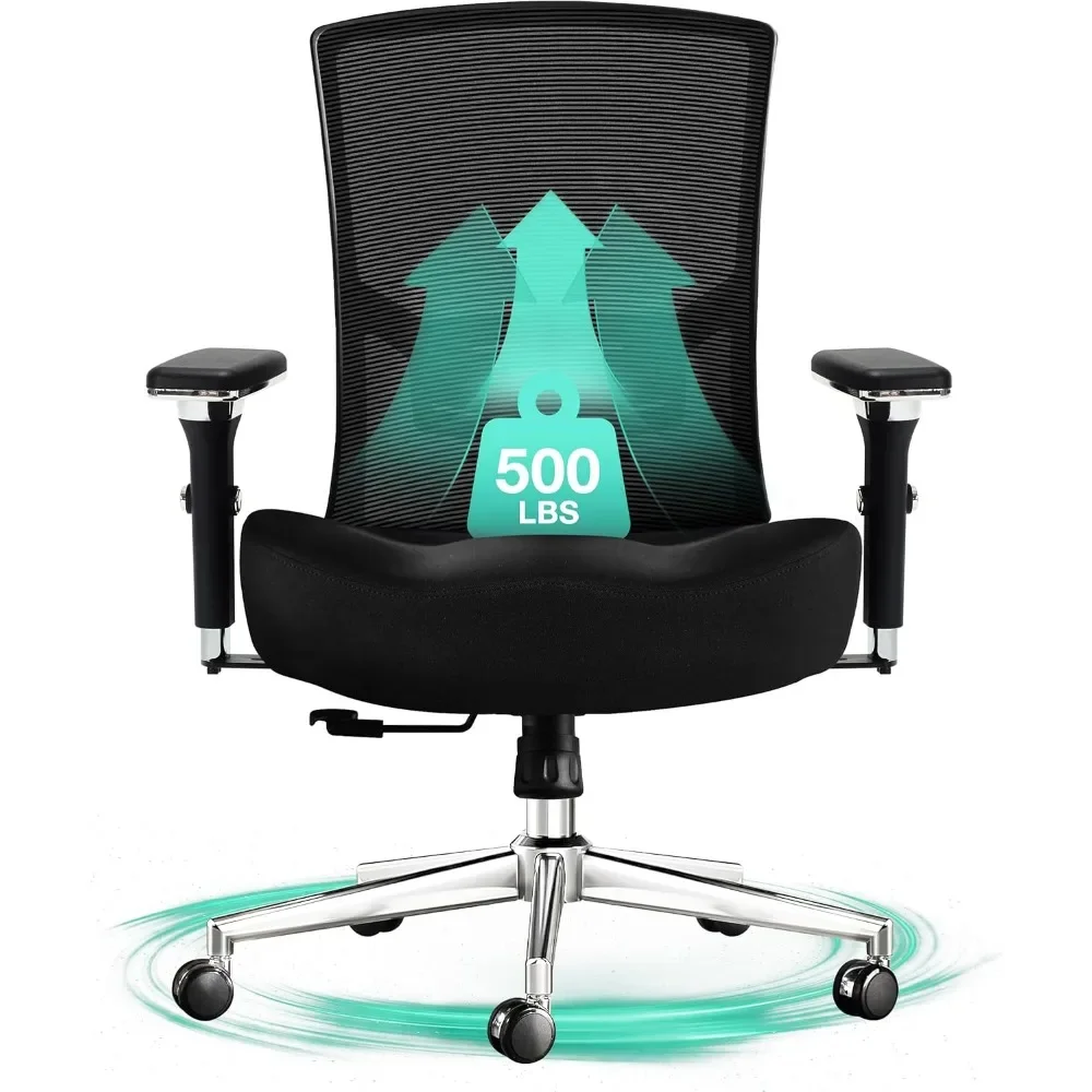 

Big and Tall Office Chair 500lbs, Upgraded 4D Armrests Ergonomic Oversize Mesh Desk Chair, Heavy Duty High Back Computer Chair