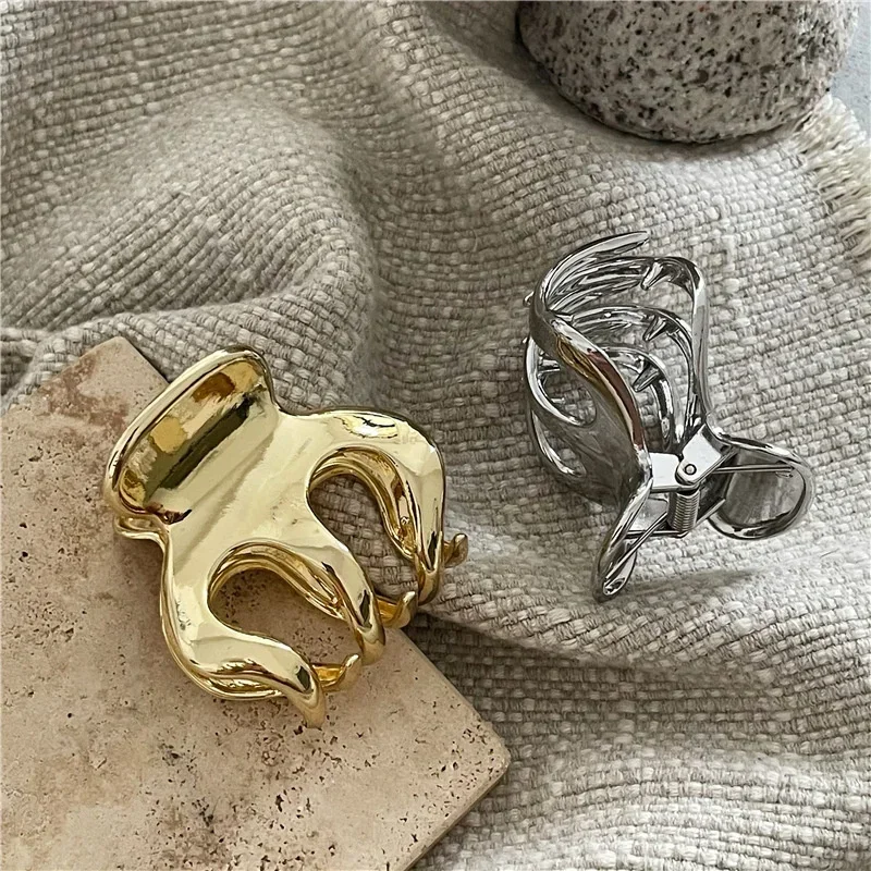 دبوس شعر معدني على شكل يقطين أنثى ذيل حصان عالي قطعة أثرية ثابتة مشبك انتزاع الجزء الخلفي من الرأس مضاد للانهيار مشبك مخلب القرش دبوس شعر #3