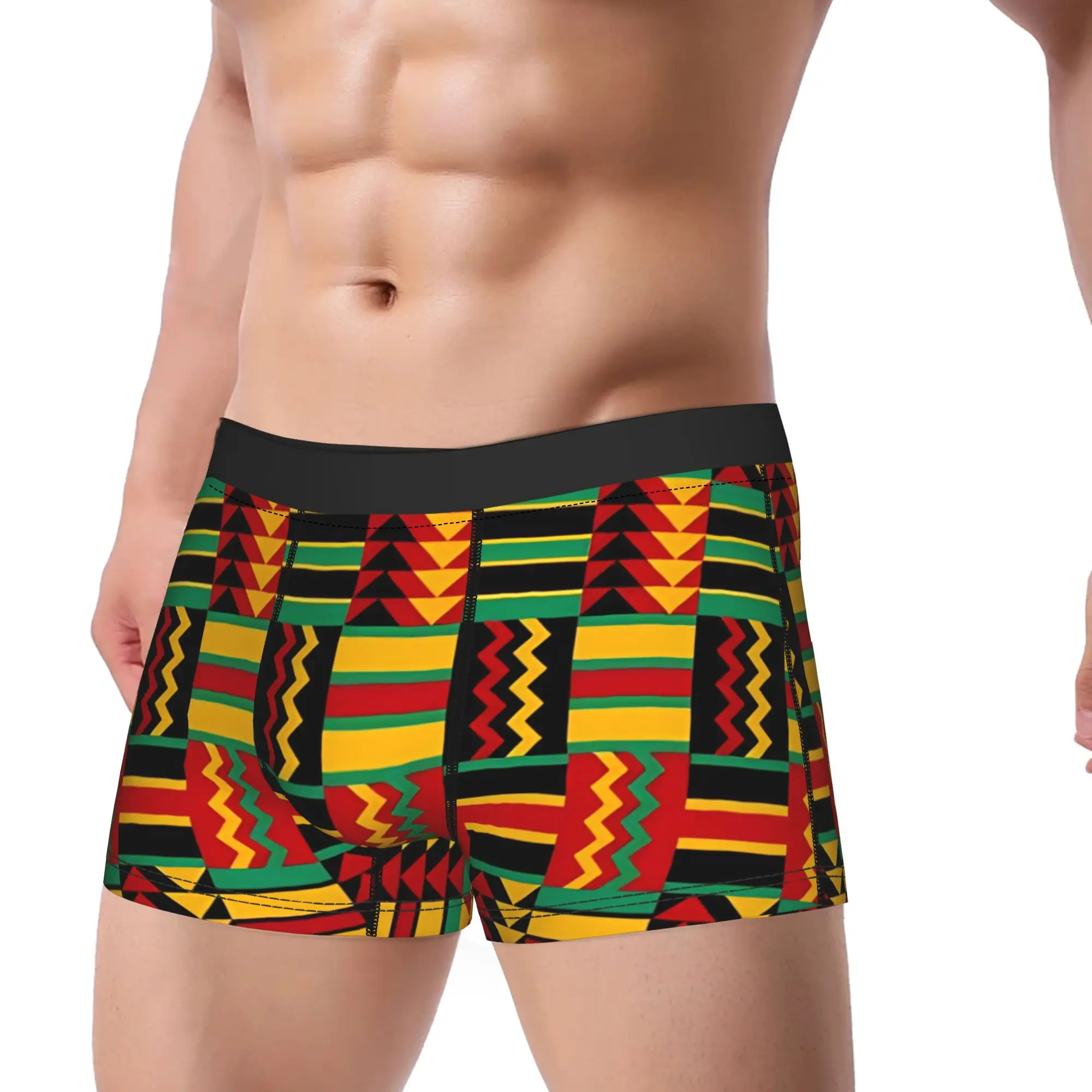African Pattern Authentic Kente Cloth Boxershorts Pouch Underwear Printing Boxer Brief Comfortable Male Panties Plus Size