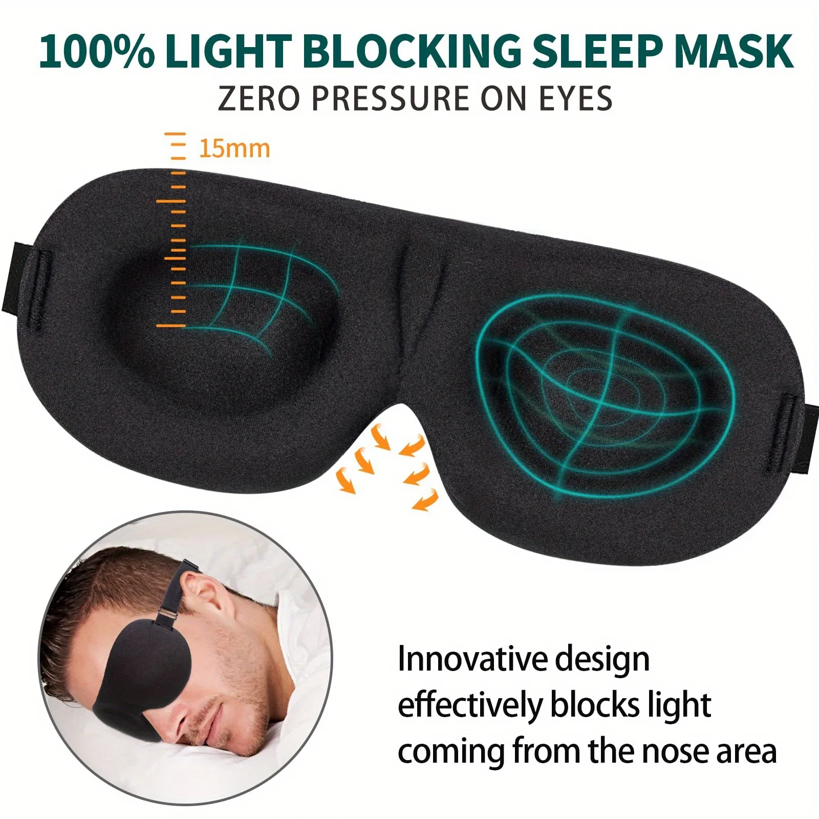 Eye Mask for Sleeping 3D Contoured Cup Blindfold Concave Molded Night Sleep Face Masks Block Out Light with Women Men Eyepatch