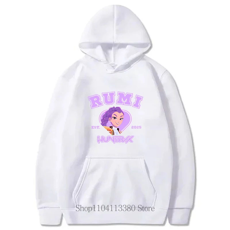 Kpop شيطان هنتر طباعة مقنعين الخريف الشتاء موضة السببية Harajuku لطيف المرأة كم طويل بلايز كنزة صوف بلوزات #6