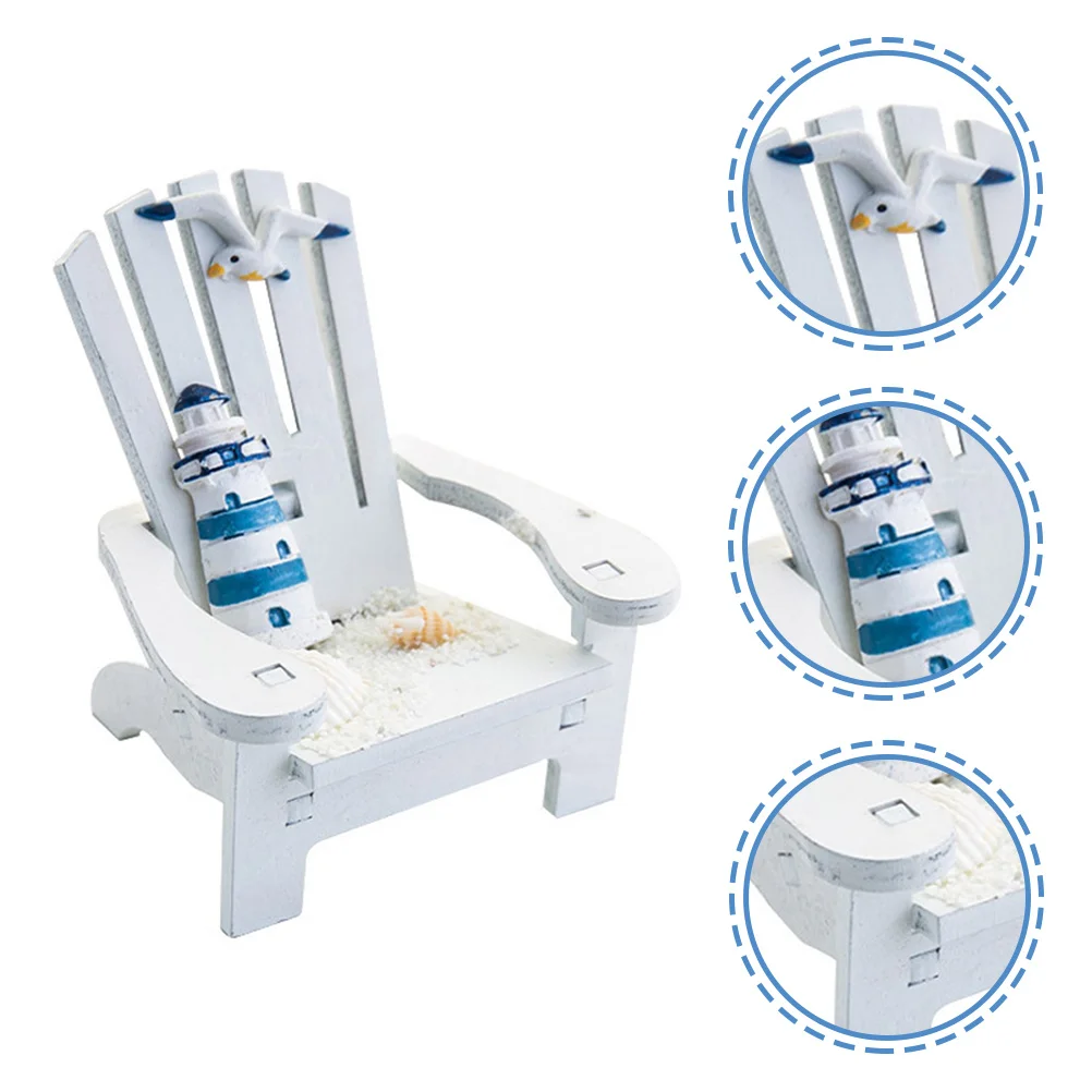 قطعتان من كرسي الشاطئ الخشبي المصغر على طراز البحر الأبيض المتوسط لتزيين المنزل والمكتب وغرفة الأطفال وعرض المكتب #6