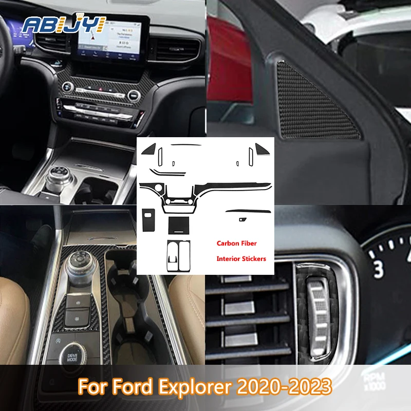 

Central Control Suite Carbon Fiber Interior Stickers Fits both Horizontal & Vertical Screens For Ford Explorer 2020-2023