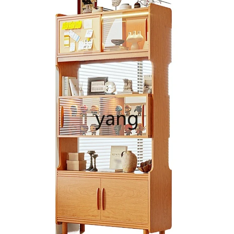 

YJQ solid wood entrance double-sided living room cherry wood partition bookcase figure display foyer cabinet