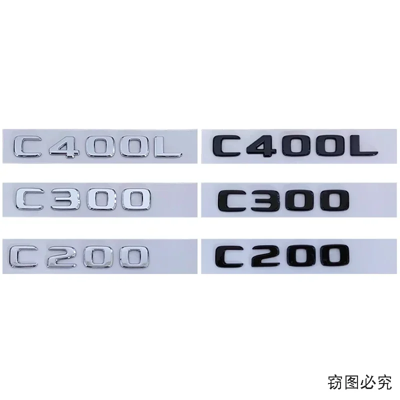 

New Car Side Sticker Rear Trunk Emblem ABS Badge Decal for Mercedes Benz C200 C300 C400L Auto Body Letters Accessories