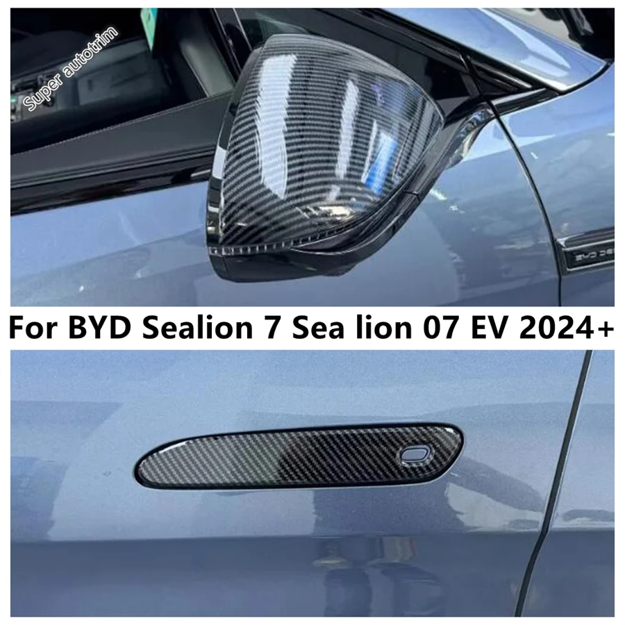 

For BYD Sealion 7 Sea lion 07 EV 2024 2025 Carbon Fiber Accessories Door Handle / Rearview Mirror Cap Protection Cover Trim ABS