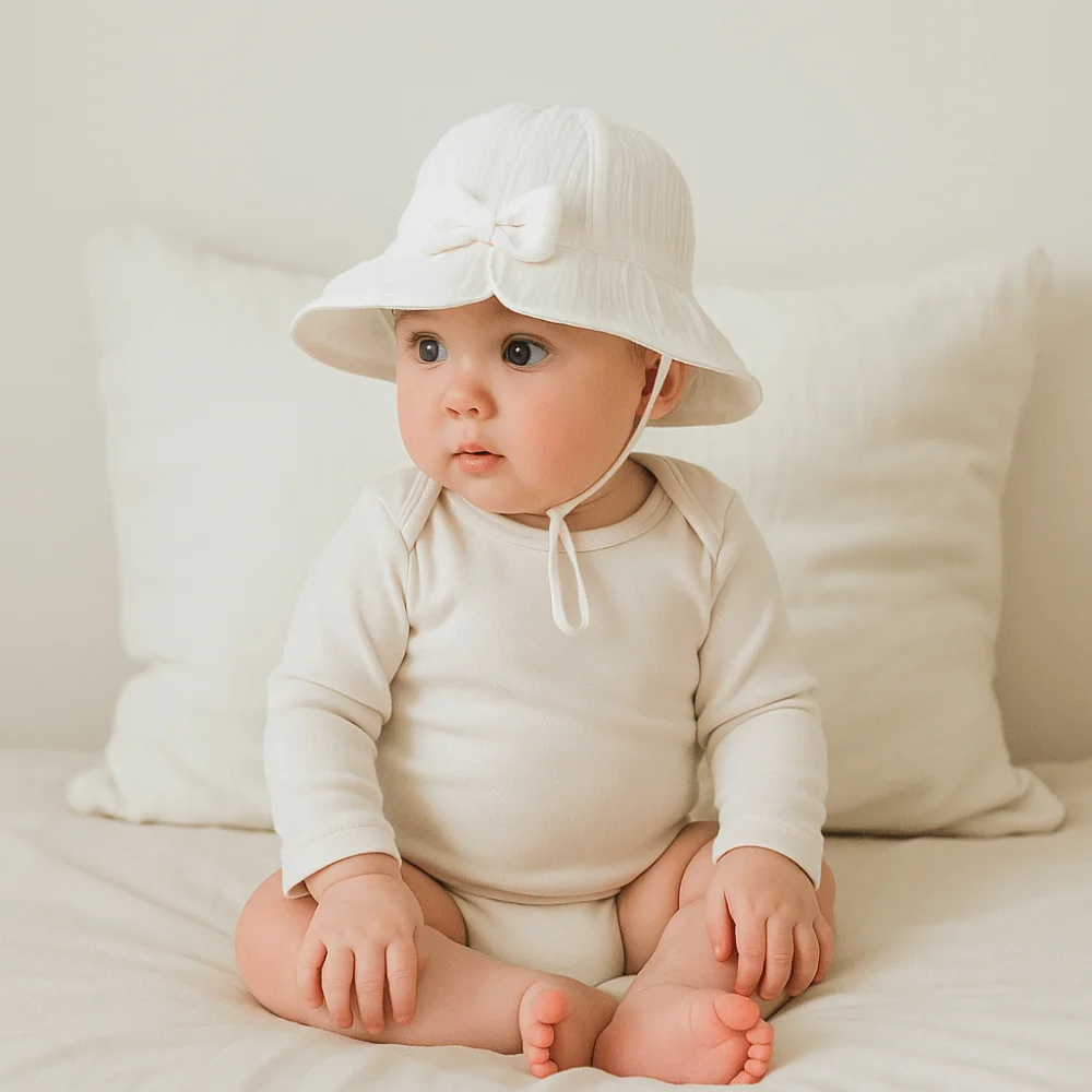 

Sweet Cotton Toddle Bucket Hat Love Heart Wide Brim Baby Sunhat Bowknot Sunscreen Infant Fisherman Hat Baby