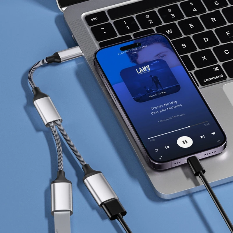 Compact USB C Male to Double USB C Female Splitter Cable 480Mbps Data Speed Charging Cable for Type C Tablets,Laptops